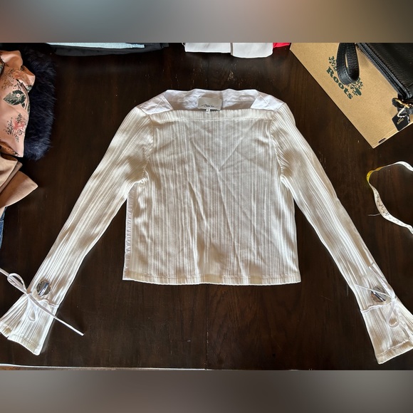 3.1 Philip Lim slip cuff top size small cream& white - Picture 4 of 8